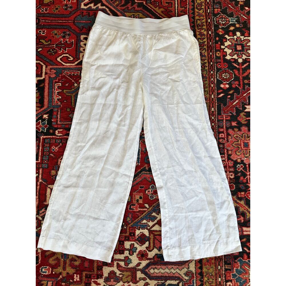NWOT Soft Surroundings Aliso Point 100% Linen Wide Leg Pants Size Large White